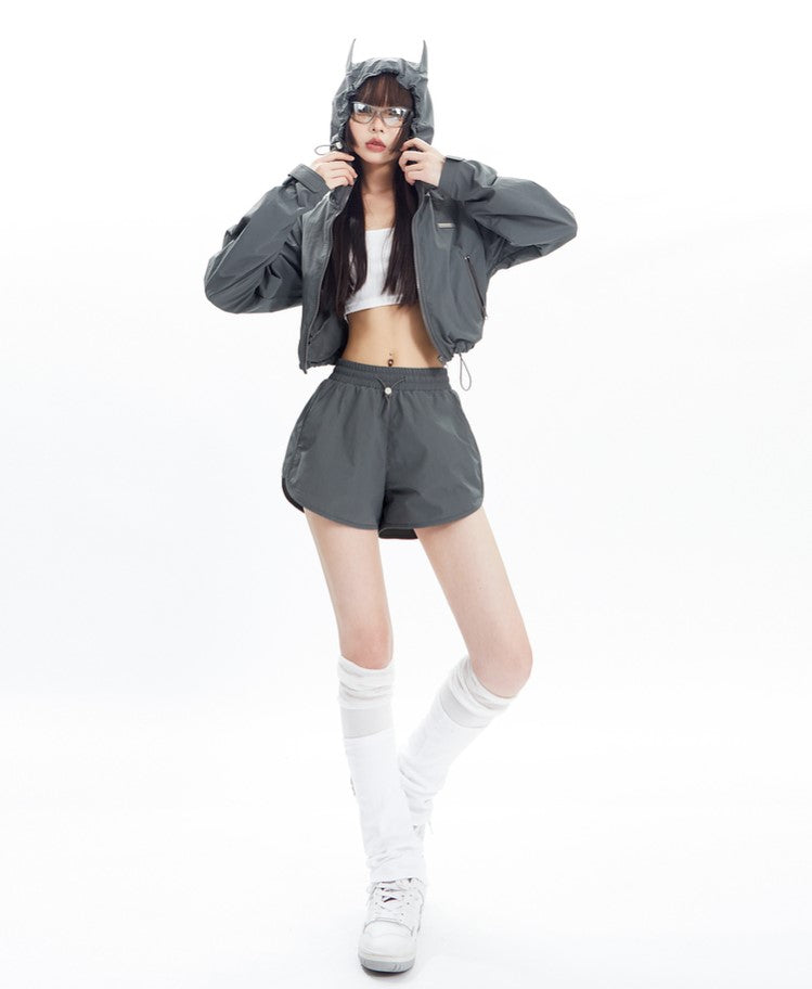 Sports Style Short Jacket and Shorts