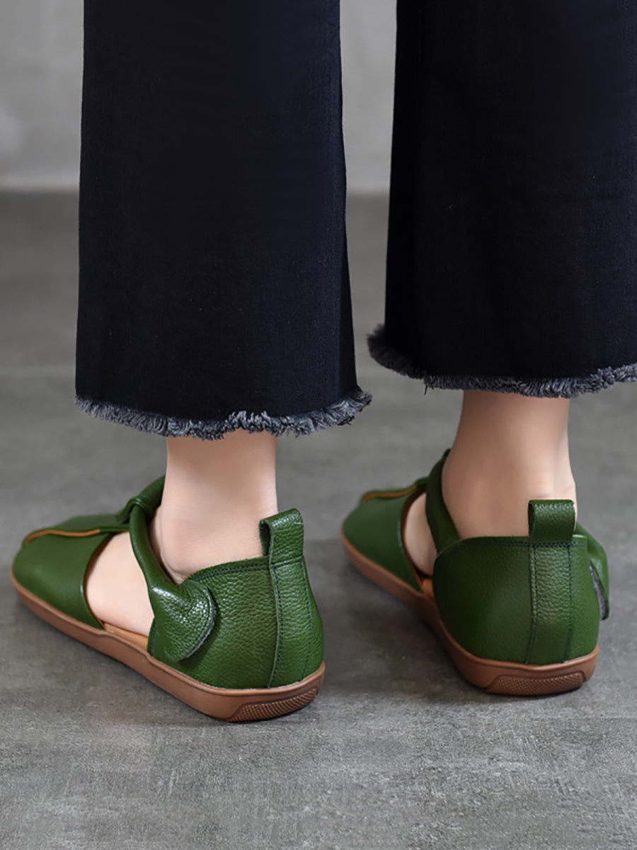 Summer Soft Leather Spliced Flat Sandals Zz1027