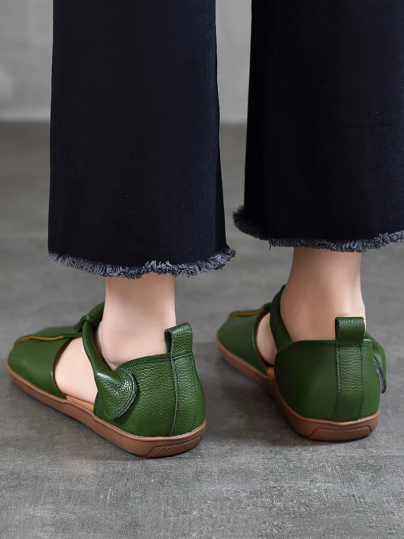 Summer Soft Leather Spliced Flat Sandals Zz1027