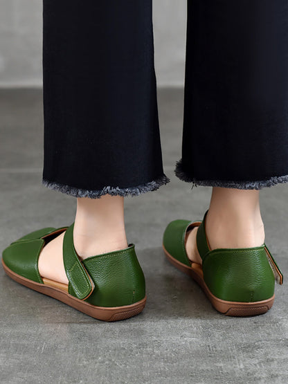 Summer Leather Soft Spliced Flat Sandals Zz1025