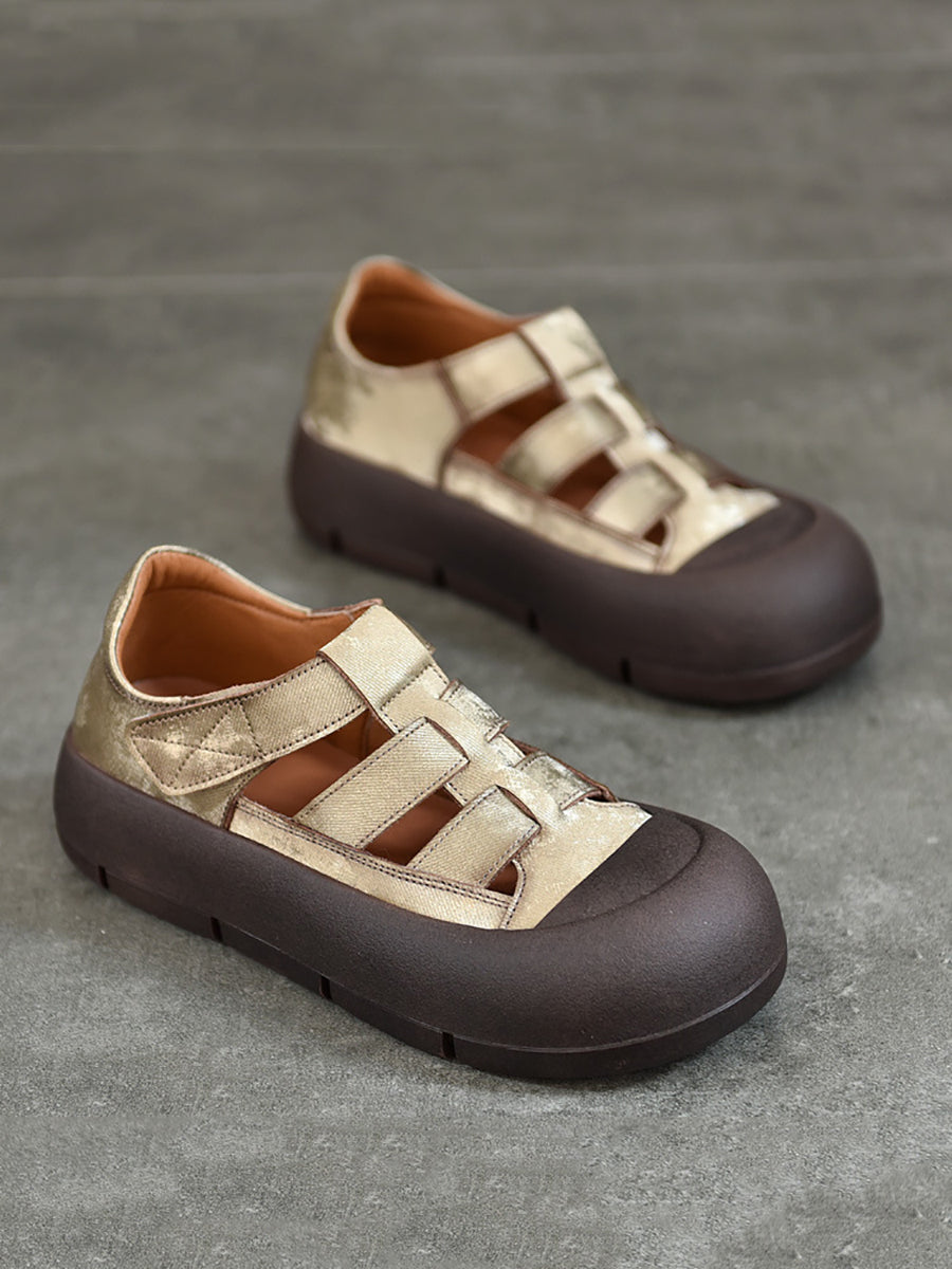 Summer Genuine Leather Platform Shoes Aa1019