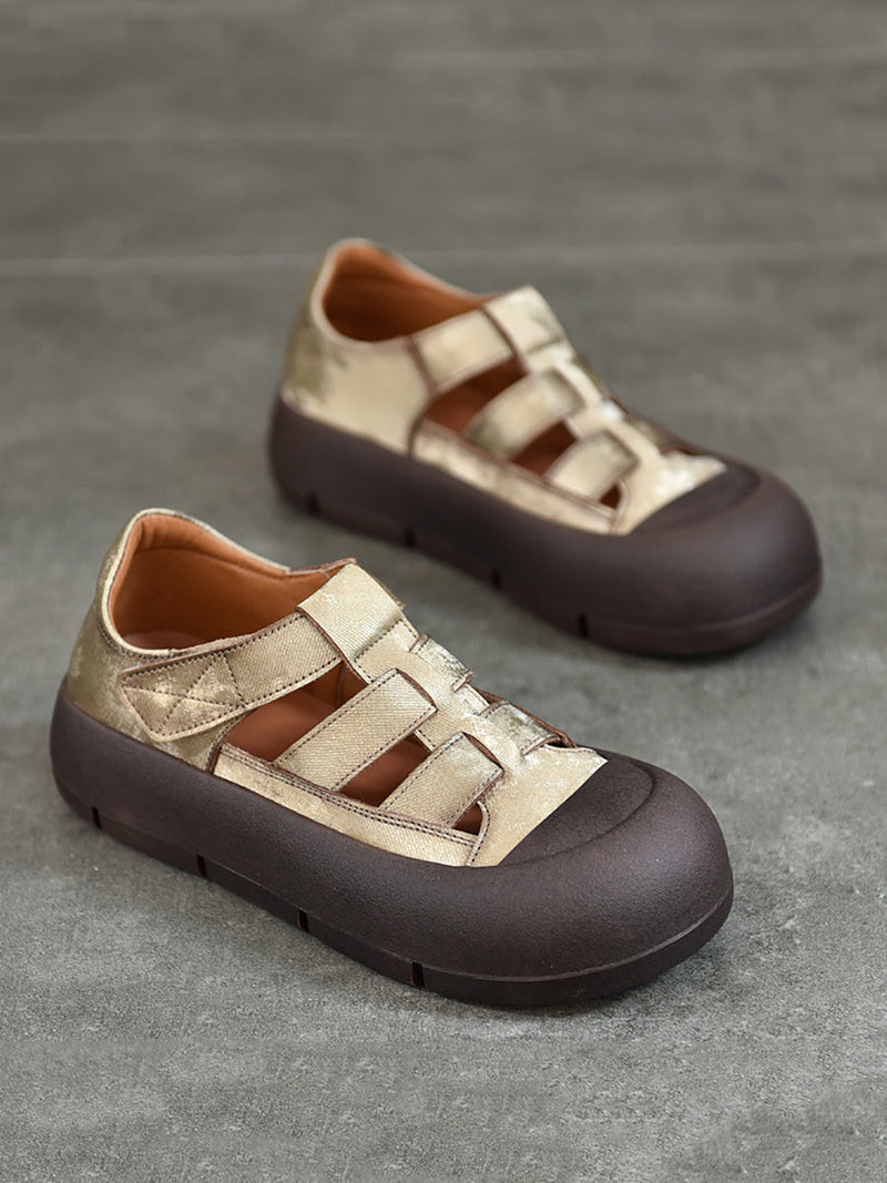 Summer Genuine Leather Platform Shoes Aa1019