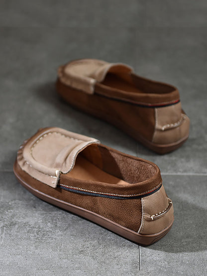 Summer Retro Leather Colorblock Spliced Shoes As1059