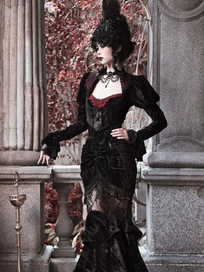 Gothic/victorian-inspired Velvet Cardigan Top