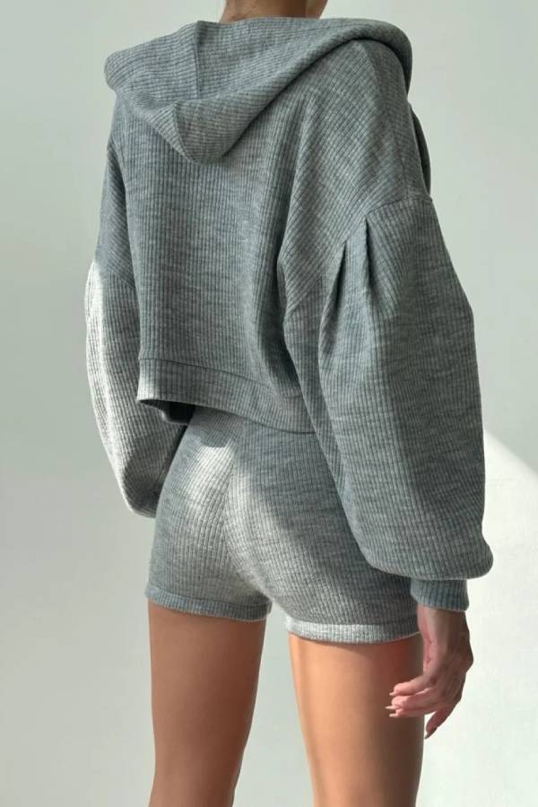 Daily Zip-up Shirt and Shorts Three-piece Set