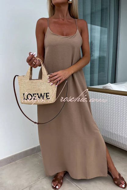 Color Resort Style Spaghetti Strap Backless Maxi Dress