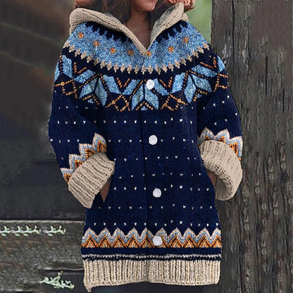 Lily | Fair Isle Hooded Knit Cardigan