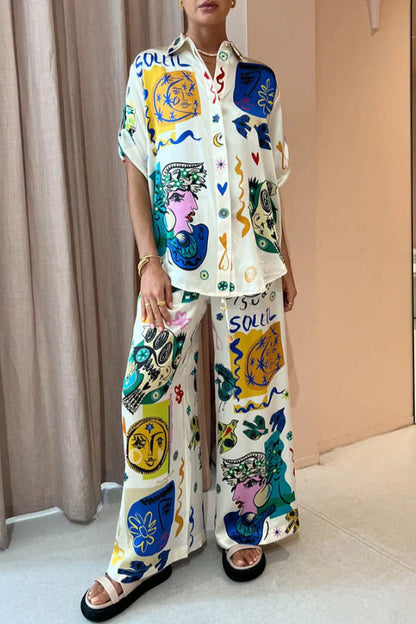 Artistic Graffiti Print Two-piece Set