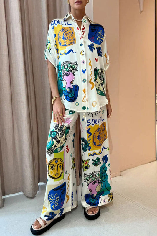 Artistic Graffiti Print Two-piece Set