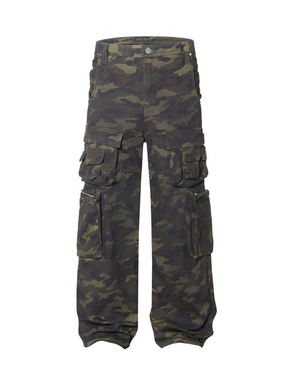 Camo Wide-leg Cargo Overalls - Style