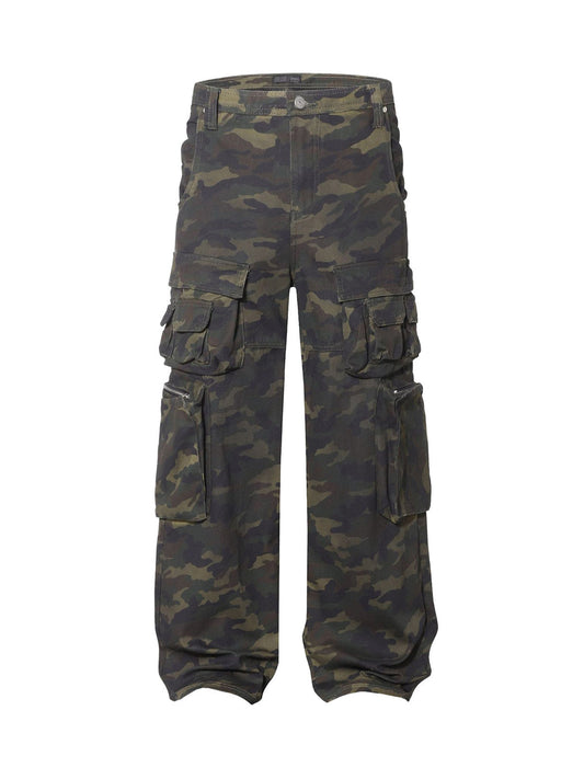 Camo Wide-leg Cargo Overalls - Style