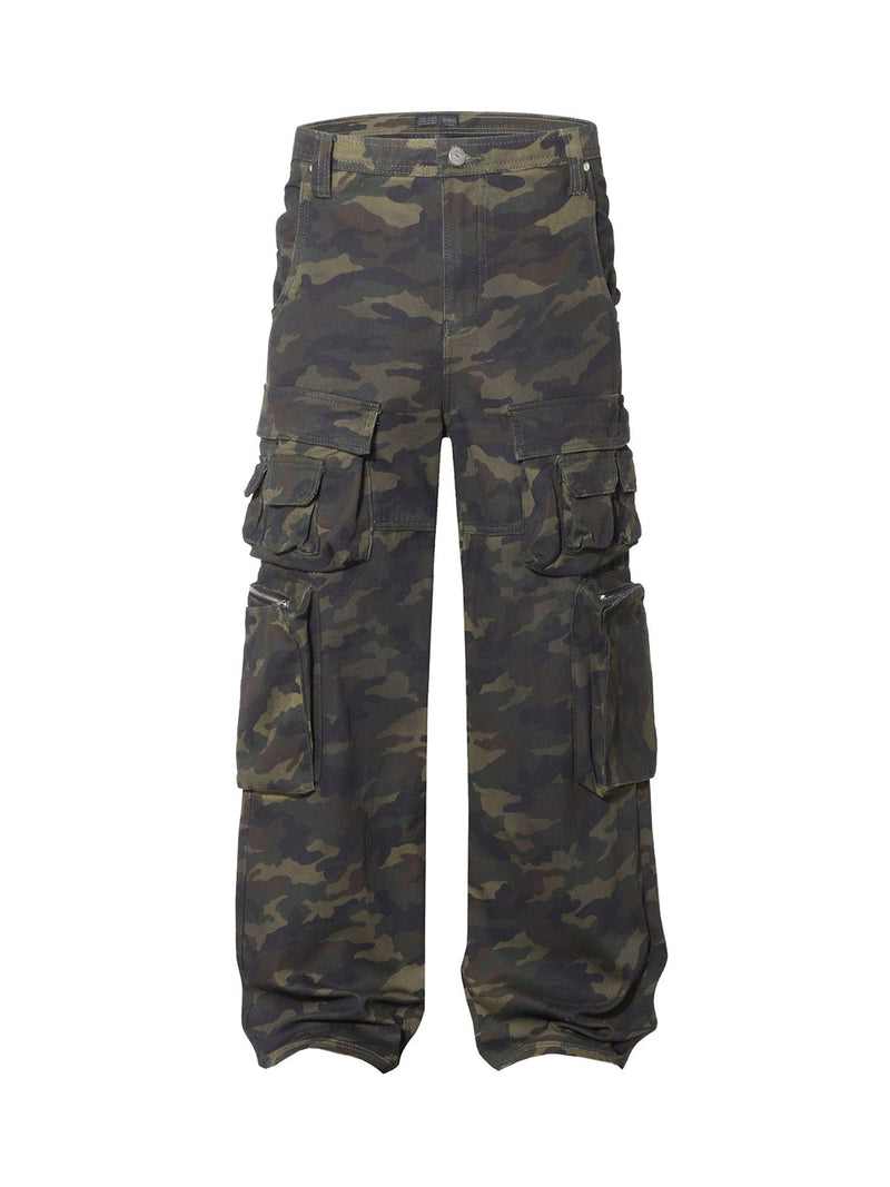 Camo Wide-leg Cargo Overalls - Style