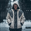 Men's Viking Rune Celtic Knot Contrast Jacquard Crew Neck Sweater elevenforest
