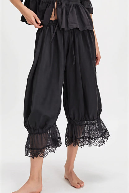 Hollow Out Lace Tie Pants