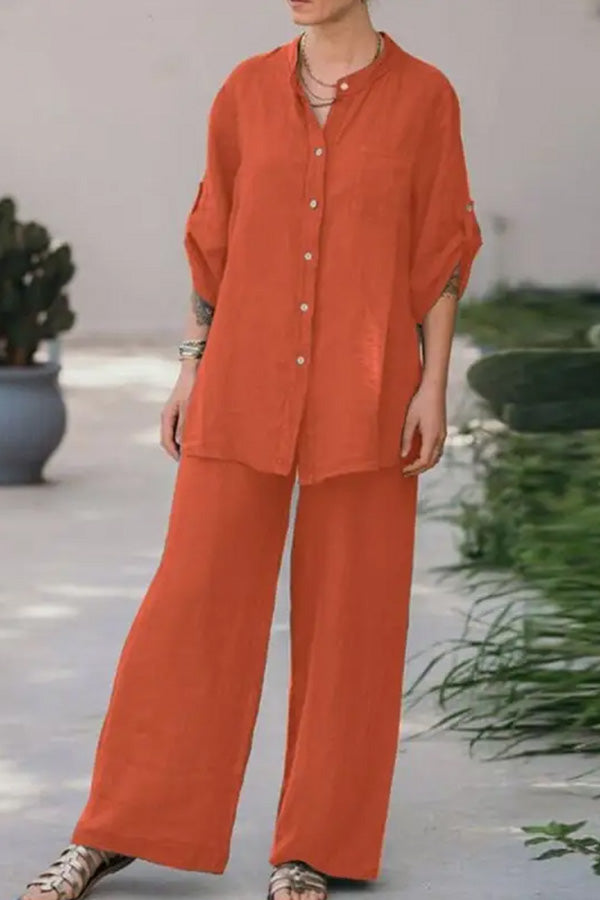 Loose Color Shirt Pants Set