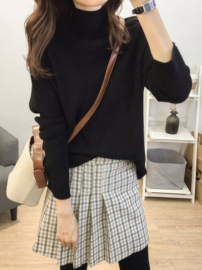 Purple Half Turtleneck Long Sleeve Sweater An1049