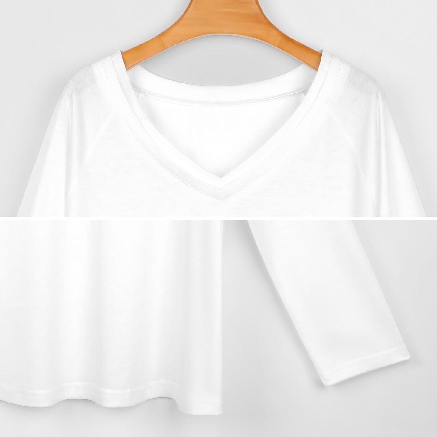 Print V-neck Long Sleeve T-shirt