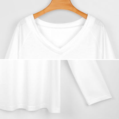 Print V-neck Long Sleeve T-shirt