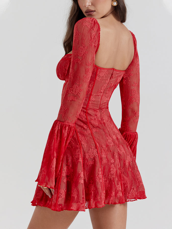 Lace Long Sleeves Mini Dress