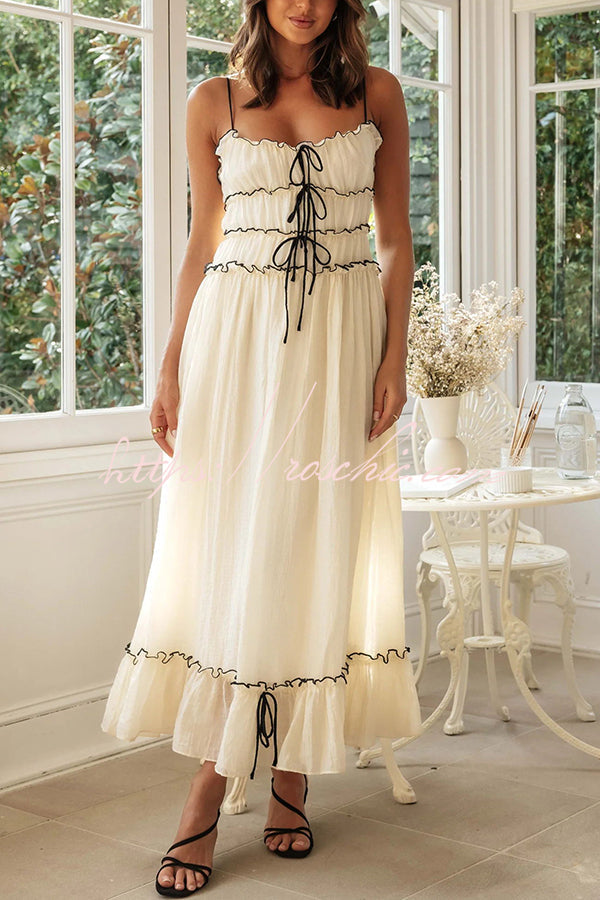 Strappy Pleated Paneled Strap Maxi Dress
