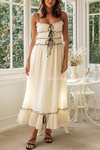 Strappy Pleated Paneled Strap Maxi Dress