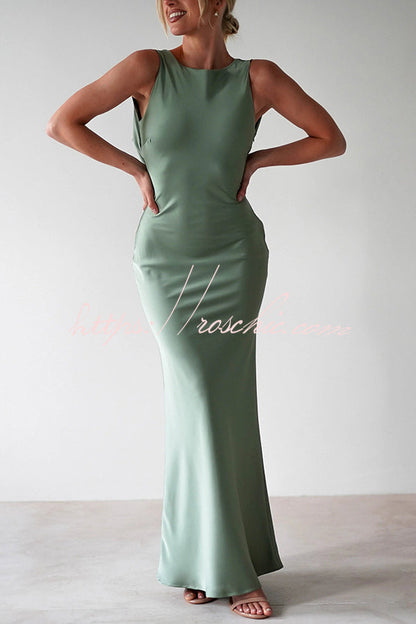 Color Backless Lace-up Slim Maxi Dress