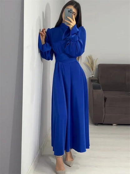 Ruffled Bandage Maxi Dress for Patchwork Slim Lace-up Evening Partywear Long Dress