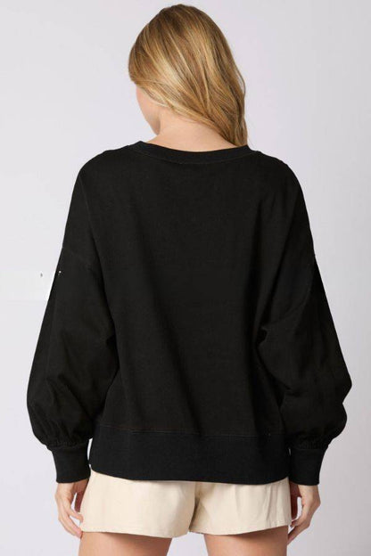 Halloween Letter Bowknot Sweater Loose Top