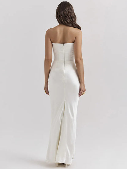 Summer New Waist Strapless Line Neck Long Dress Spicy Girl Backless Bodycon Party Club Evening Dress
