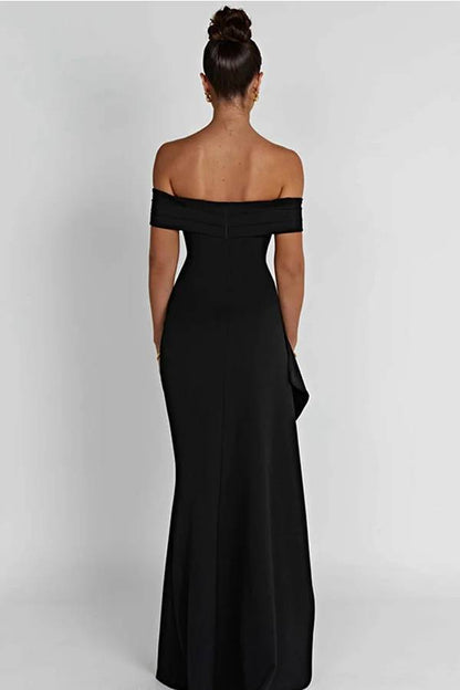 Lady Off Shoulder High Slit Maxi Dress