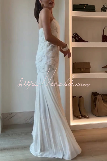 Indulge in Applique Pleated Chiffon Hem Slip Maxi Dress