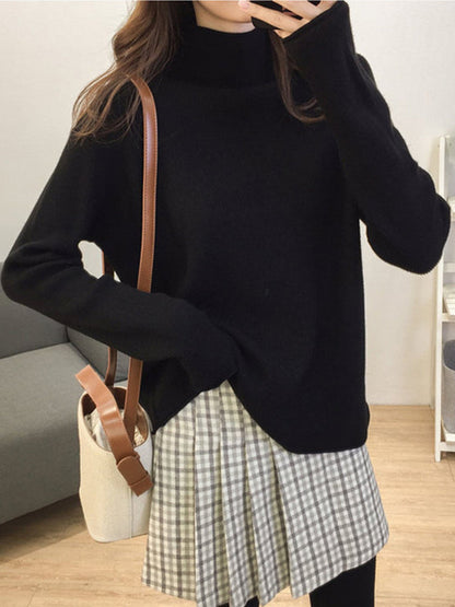 Purple Half Turtleneck Long Sleeve Sweater An1049