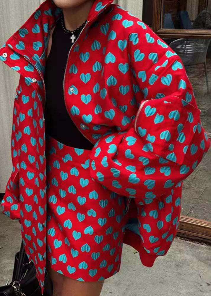 Bold Heart Print Two-piece Set