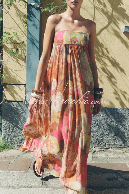 Shelia Print Off Shoulder A-line Maxi Dress