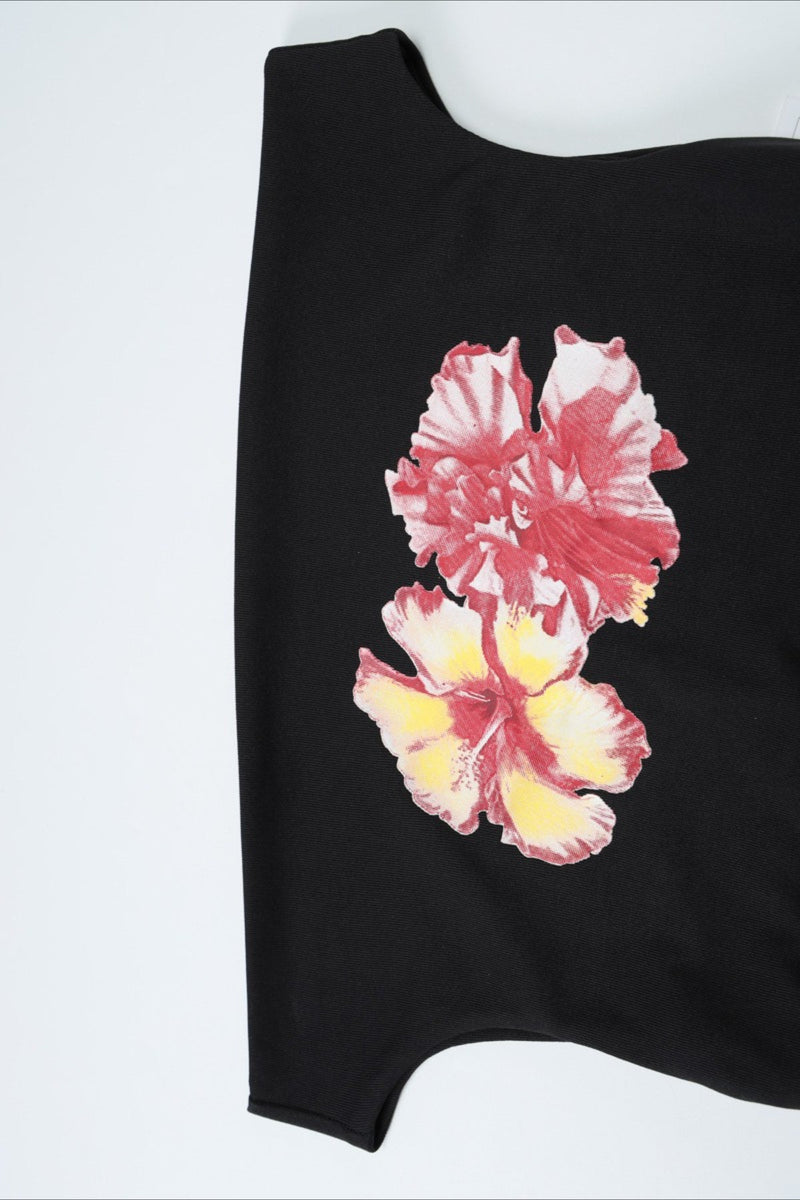 Off Shoulder Print Crop T-shirt