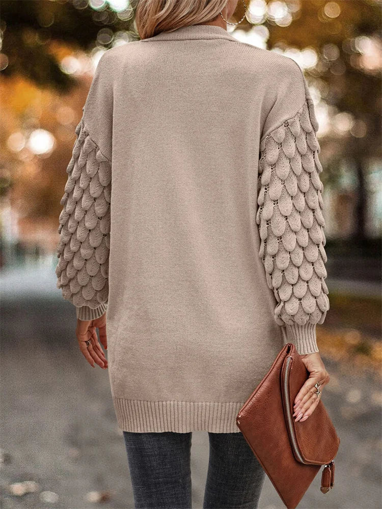 Patchwork Knit Pocket Cardigan Coat for Loose High Street Oversized Sweater Knitwear Outwear