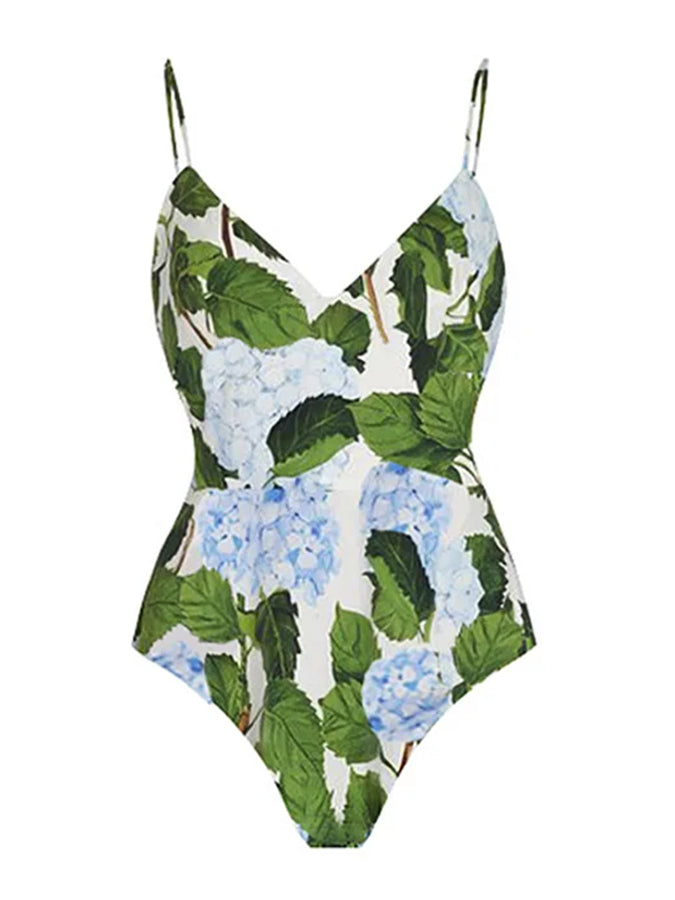 Print One Piece Swimsuit and Skirt
