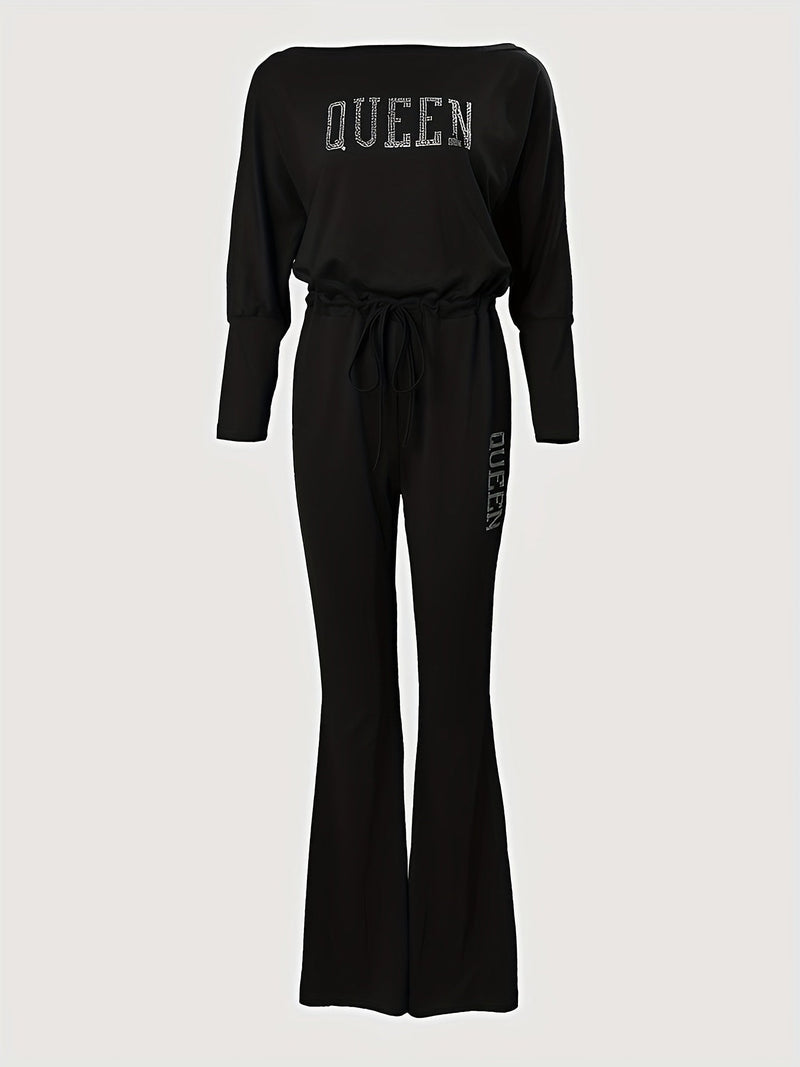 Queen Print Off Shoulder Jumpsuit Re7125