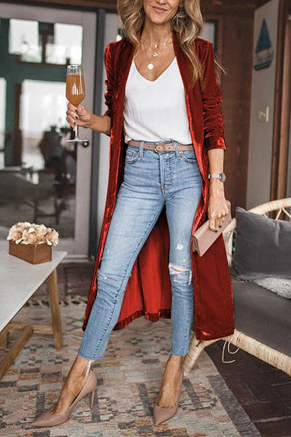 Velvet Cardigan Without Buttons