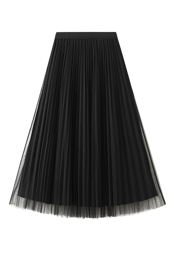 Reversible Pleated A-line Gauze Skirt