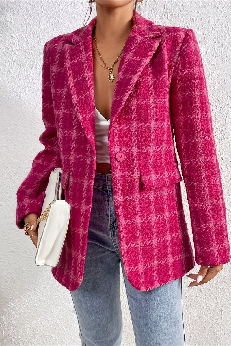 Red Plaid Blazer Coat
