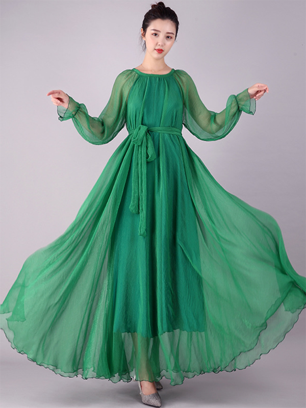 Artistic Retro Loose Color Maxi Dress