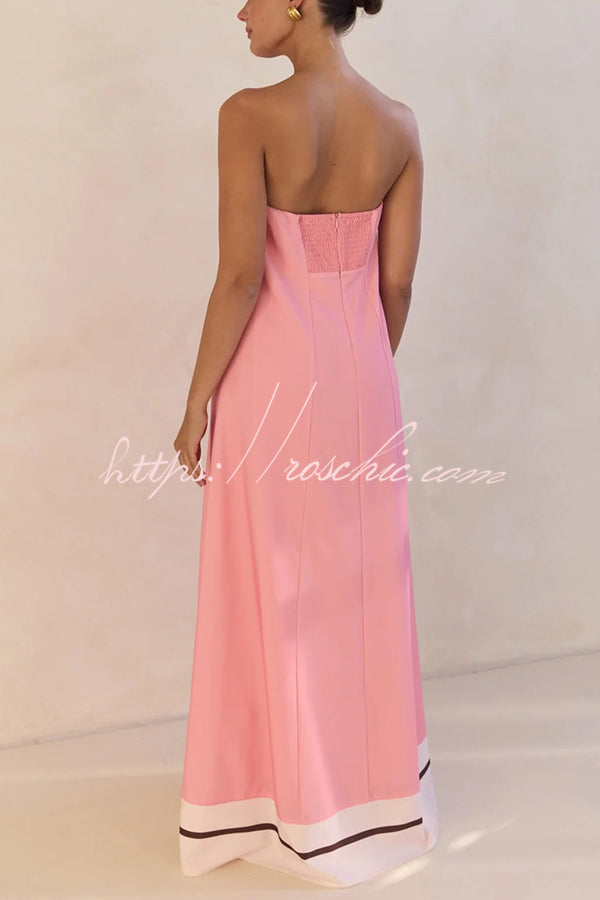 Unique Print Tube Top Back Zipper Loose Maxi Dress