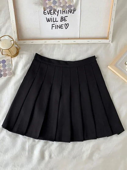 New Black Skirt Female Summer High Waist Gothic Anti-glare A-line Pleated Skirt Short Skirt Purple Ins Tide Ulzzang Skirt