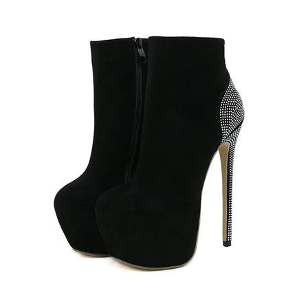 Crystal Rhinestone High Heels Stripper Pole Dance Boots Platform Shoes Booties