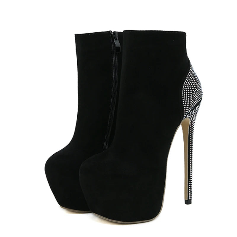 Crystal Rhinestone High Heels Stripper Pole Dance Boots Platform Shoes Booties