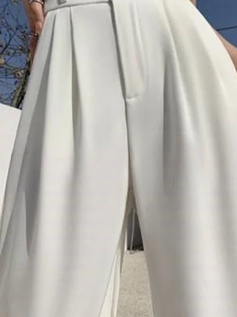 High Waist Wide Leg Pants for New Loose Straight Coffee Trousers Autumn Double Buttons Suit Pants Female