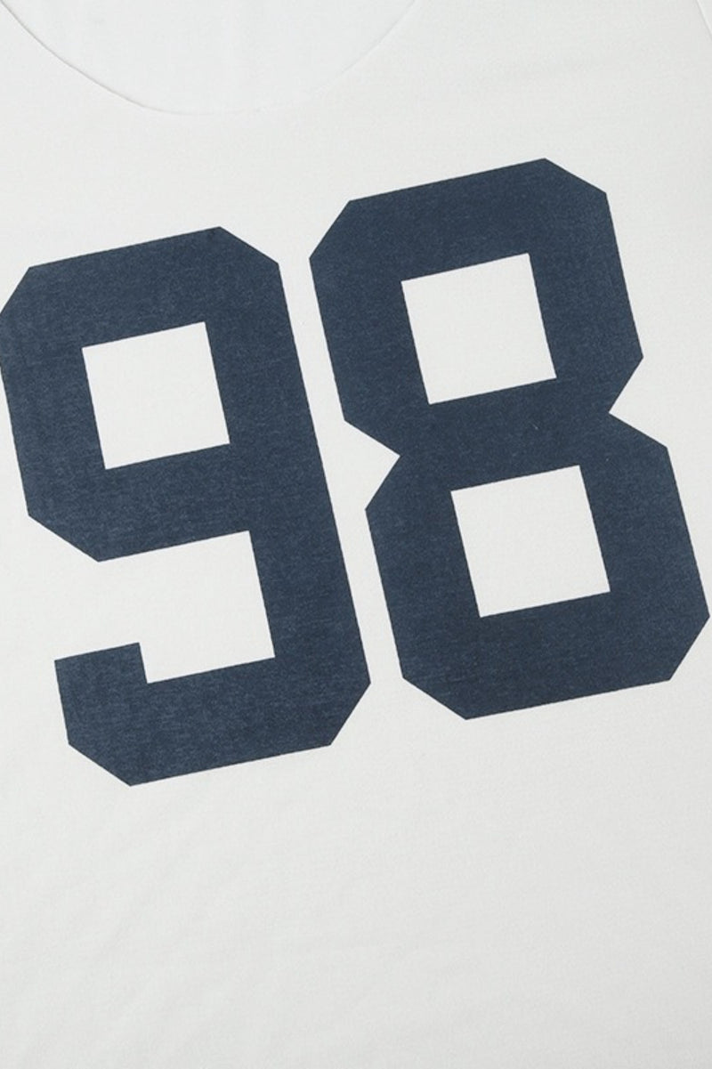 Loose Number Print Off Shoulder Crew T-shirt