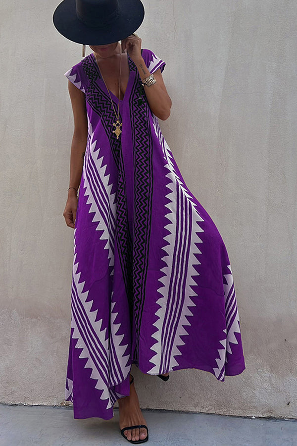 Beach Dates Print A-line Maxi Dress