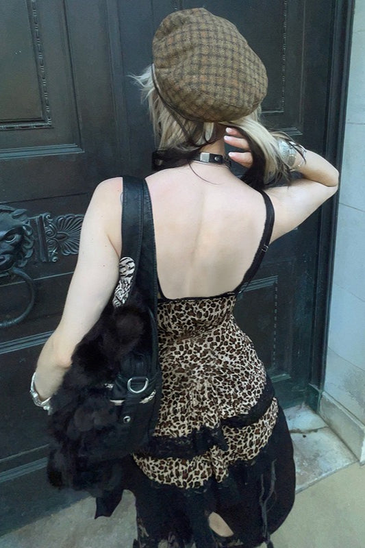 Asymmetrical Lace Leopard Print Blouse